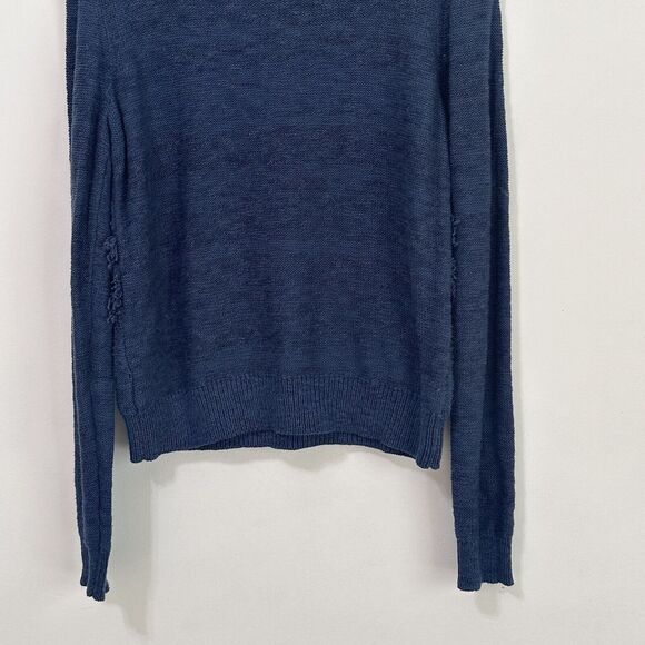 Anthropologie Moth Sweater S Bramble Textured Fringe Alpaca Blend Blue Casual - Picture 8 of 10